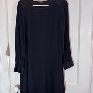 Eileen Fisher Silk Black Long Sleeve Dress XS extra small